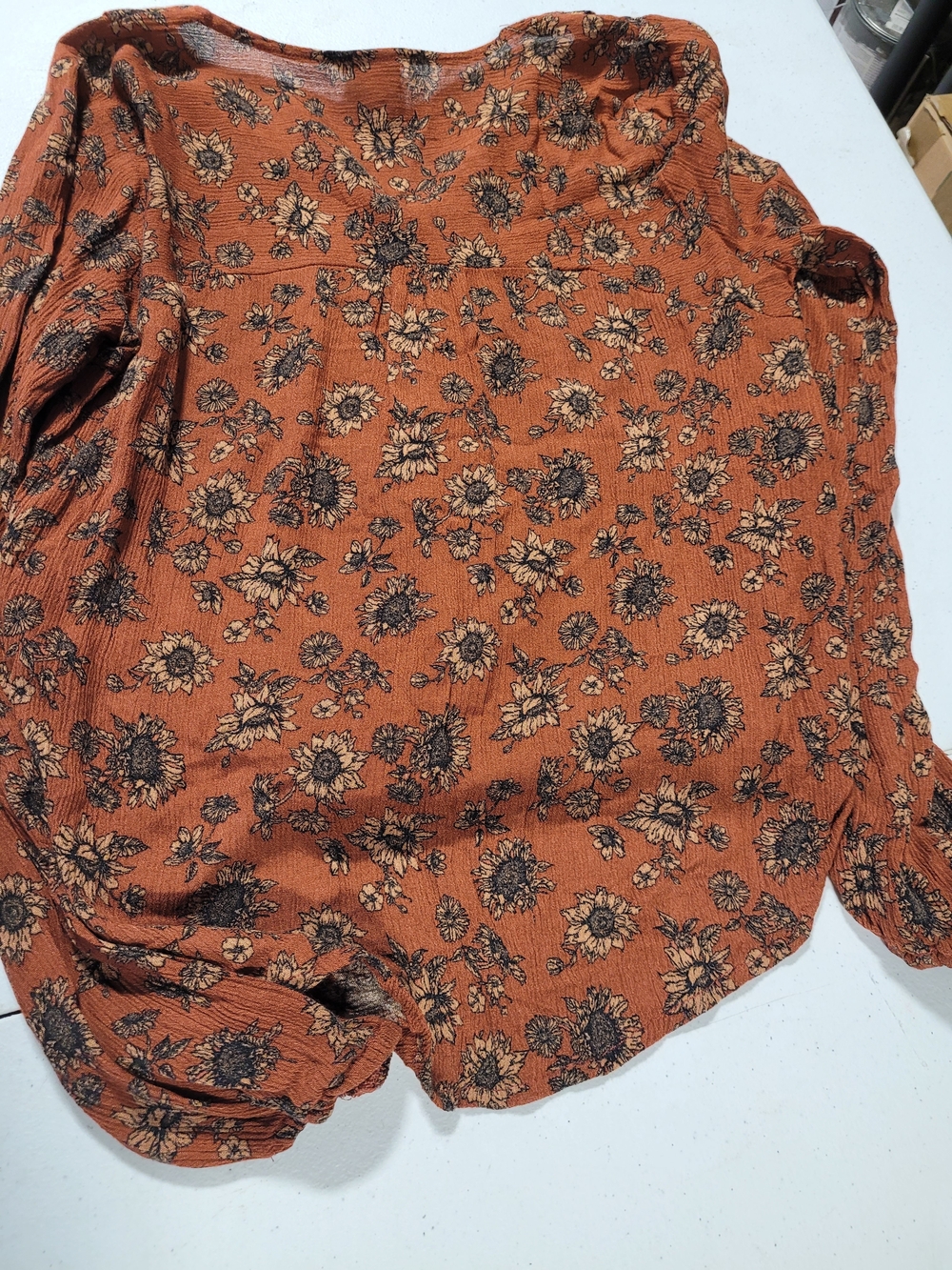 Mossimo Supply Co. Rust Floral Wrap-Style Blouse - Picture 3 of 3